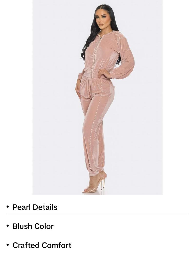 Jogger With Pearls Set Comfort Comfortable Elegant Fashion Womenswear Everyday Casual Fit