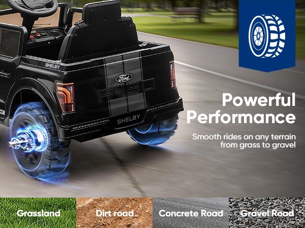Hikiddo Kids Ride on Car Licensed Ford-Shelby F-150 24V Electric Car Toys for Kids Toddlers w Remote 400W Motor with Bluetooth Music Player Storage Trunk & Three Point Safety Belt Hikiddo Kids Ride on Car Licensed Ford-Shelby F-150 24V Electric Car Toys for Kids Toddlers w Remote 400W Motor with Bluetooth Music Player Storage Trunk & Three Point Safety Belt
