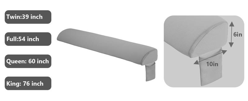 Bed Wedge Pillow for Headboard – High-Density Foam Fills Gaps (0-8") Between Mattress and Headboard, Wedge Pillow with Pockets for Phone & Remotes, Washable Cover