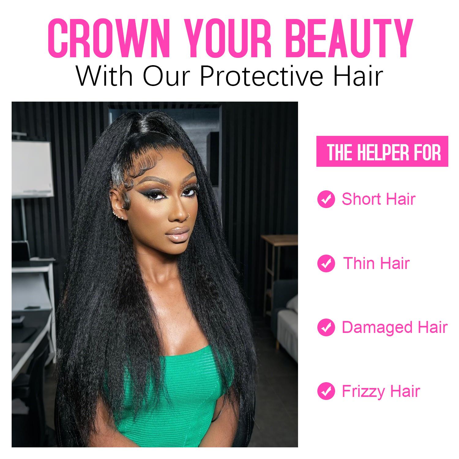 [New In] BGMgirl Kinky Straight High-Density 10-Sec Ponytail Protective Hairstyle Draw-string Ponytail Hair Extensions Ponytail 100% Human Hair eve valentines day gift