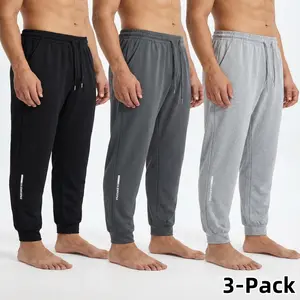 3-pack men's casual sports sweatpants, high elasticity and comfortable, black, gray, light gray, spring and autumn styles, versatile, loose-fitting, cuffed sweatpants, multi-colored casual pants, suitable for home fitness and running