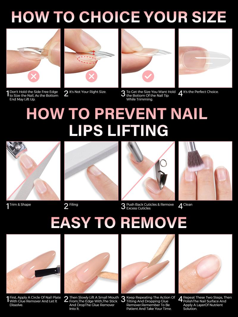 Aillsa StayBond Press On Nail Kit with Gel Glue & UV Lamp – Strong Hold, Salon Finish, Long-Lasting DIY Salon Nails at Home