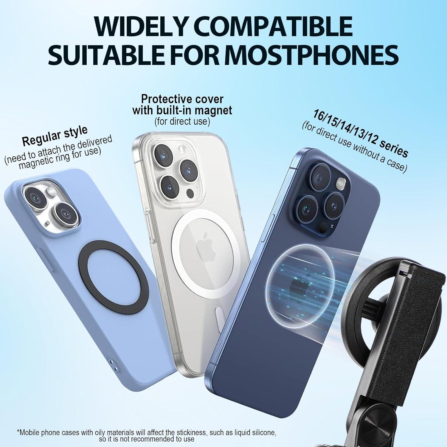 4-in-1 Magnetic Mini Selfie Stick Tripod with 360° Rotation, Wireless Bluetooth Remote & Phone Holder, Extendable up to 15", Compatible with iPhone/Android for Selfies, Video, and Vlogging