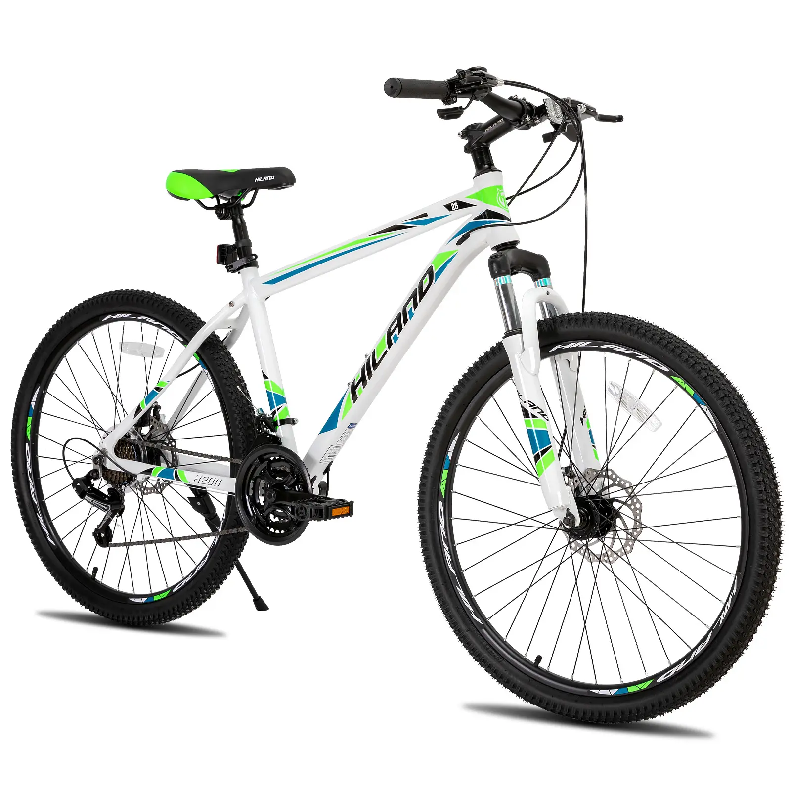 Hiland H200 MTB Mountain Bike - 26-Inch Aluminum Rims, 21-Speed Drivetrain, Dual Disc Brakes, Aluminum Frame, Performance Gravel Cycling for Beginner Men & Women, Mtb Cycling, Off-Road Trails, Suspension Fork, Unisex Adult