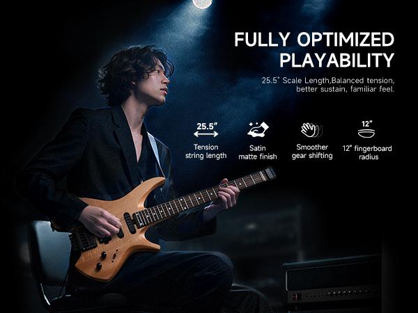 Donner NHL-500 Headless Electric Guitar, 24 Frets & SSH Pickups