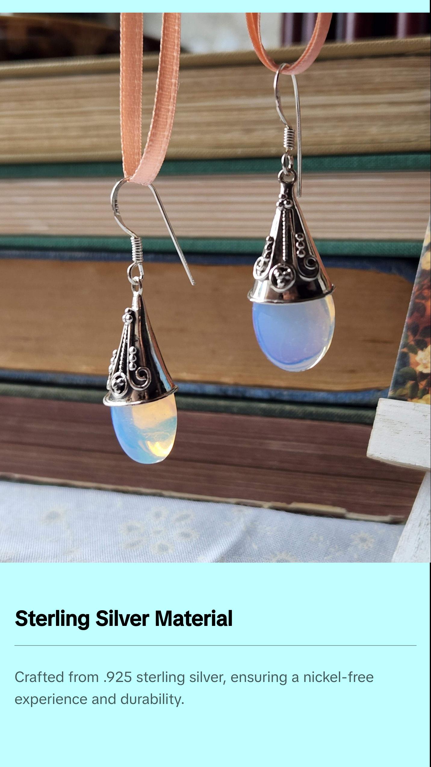 Opalescent Iridescent Teardrop Earrings | Sterling Silver Victorian-Inspired Magic