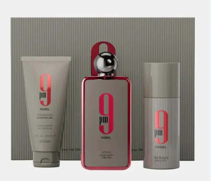 Afnan 9 PM Rebel 3-Piece Fragrance Gift Set - Perfume Set for Adults, Cinnamon Base, Warm Spice Scent, Single Item