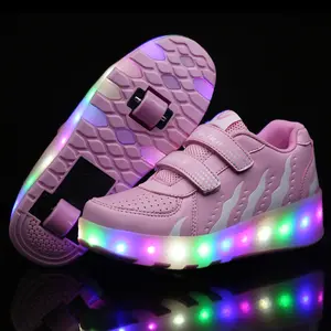 2026 New Style Exquisite Girls' Shoes, Children's and Teenagers' Roller Shoes, LED Light-Up Fashionable Sports Shoes, Two-Wheel Roller Skates, Outdoor Sports Roller Skates, Boys' and Girls' Birthday Gifts, Holiday Gifts, Halloween and Christmas Theme Boot