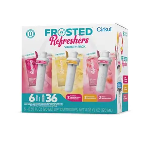 Cirkul Frosted Refreshers Caffeine Flavor Water Variety Pack, Makes 36 Drinks, No Sugar, Zero Calorie Drink Mix, (2 Pink, 2 Mango Dragon Fruit, 2 Paradise)