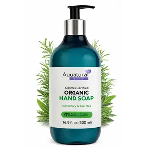 Rosemary Liquid Hand Soap, Natural Scent Moisturizing Vegan Kitchen & Bathroom   Soap for Hand Wash for Sensitive Skin, Nourishing Formula, Refillable Bottle   16.9 Fl Oz