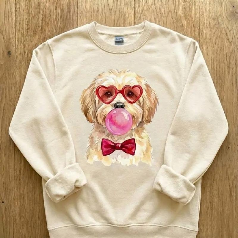 Custom Dog Breed Crewneck 333 - Heart Glasses _ Bubblegum Design - Perfect Valentine Gift For Dog Love