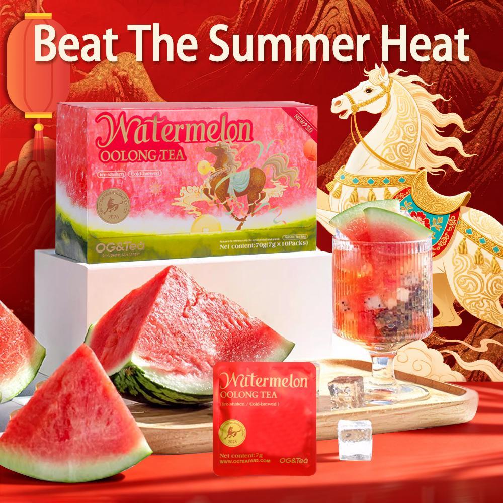 LIVE SPECIAL Bogo Sugar Cleanse  Lunar New Year 3.0 Watermelon Oolong Tea 2 Cartons (1 Carton 70g 7g×10packs)×2 With Color Changing Glass Sport Drinking Water Bottle With Oolong Tea Red Pitaya Watermelon Peach Pumpkin Strawberry Apple