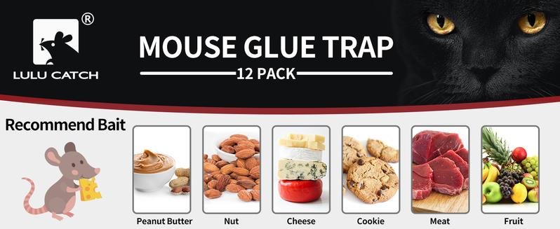 LULUCATCH Mouse & Insect Traps 12 Pack, Heavier Sticky Traps with Non-Toxic Glue for Small Mice & Insects. Sticky Mouse Traps Indoor, Easy to Set, Pet Safe Pest Control
