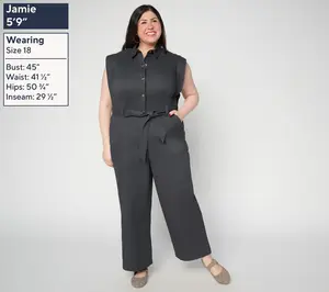 Mally Roncal Boss Lady Petite Ankle Length Twill Jumpsuit