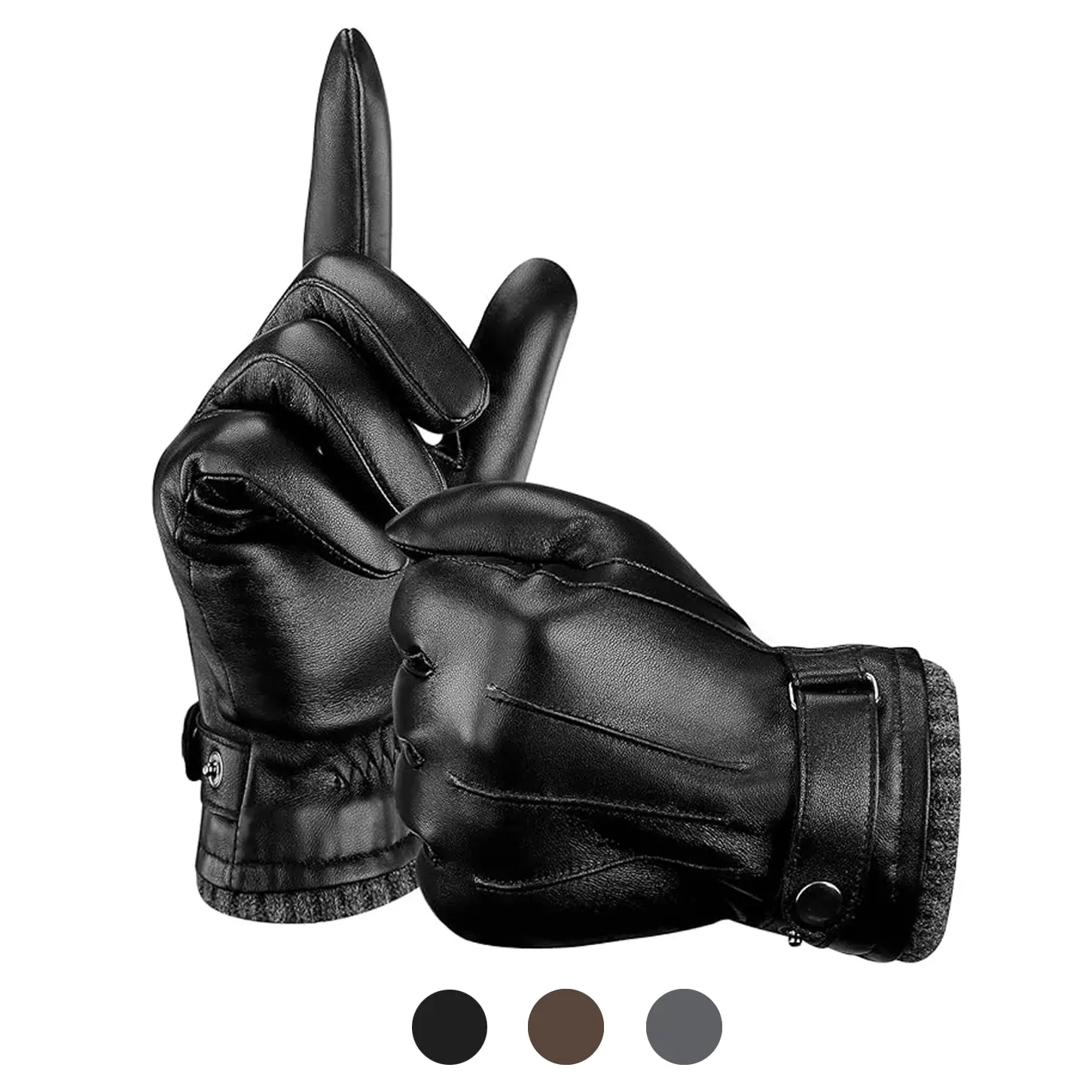 Aegend Men's Sheepskin Leather Sports Gloves - Full Hand Touchscreen, Cashmere Lining, Windproof, Supersoft, Thermal Warm Winter Outdoor Gloves for Men (Lambskin Option, Ideal Gift), Cashmere Men's Gloves, Lambskin Men's Gloves tiktokshopbacktoschool