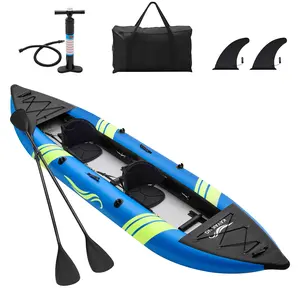 Inflatable Kayak, 2 Person Canoe with 507 lbs Capacity, Drop-Stitch Floor, All Accessories & Carry Bag, 12.5 ft Large Sit in Tandem Kayak for Fishing, Camping & Exploring for Adults