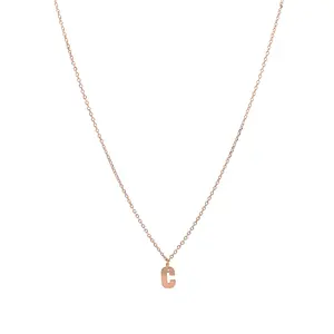 10K Rose Gold Letter "C" Pendant & Cable Chain Set