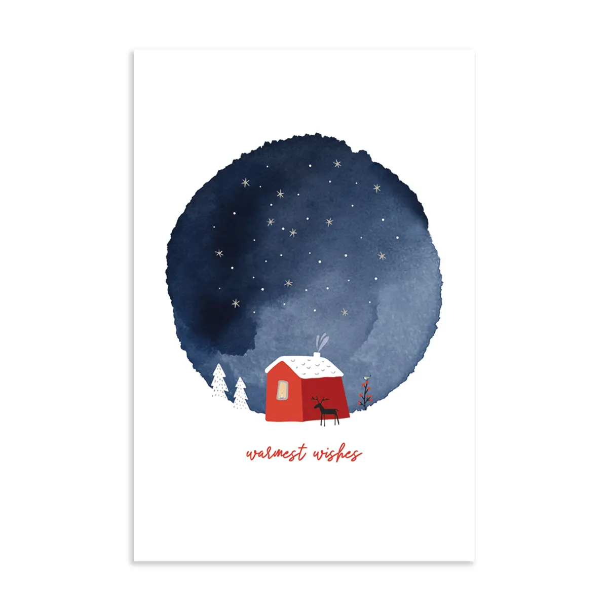 Warmest wishes, cozy watercolor: holiday postcards
