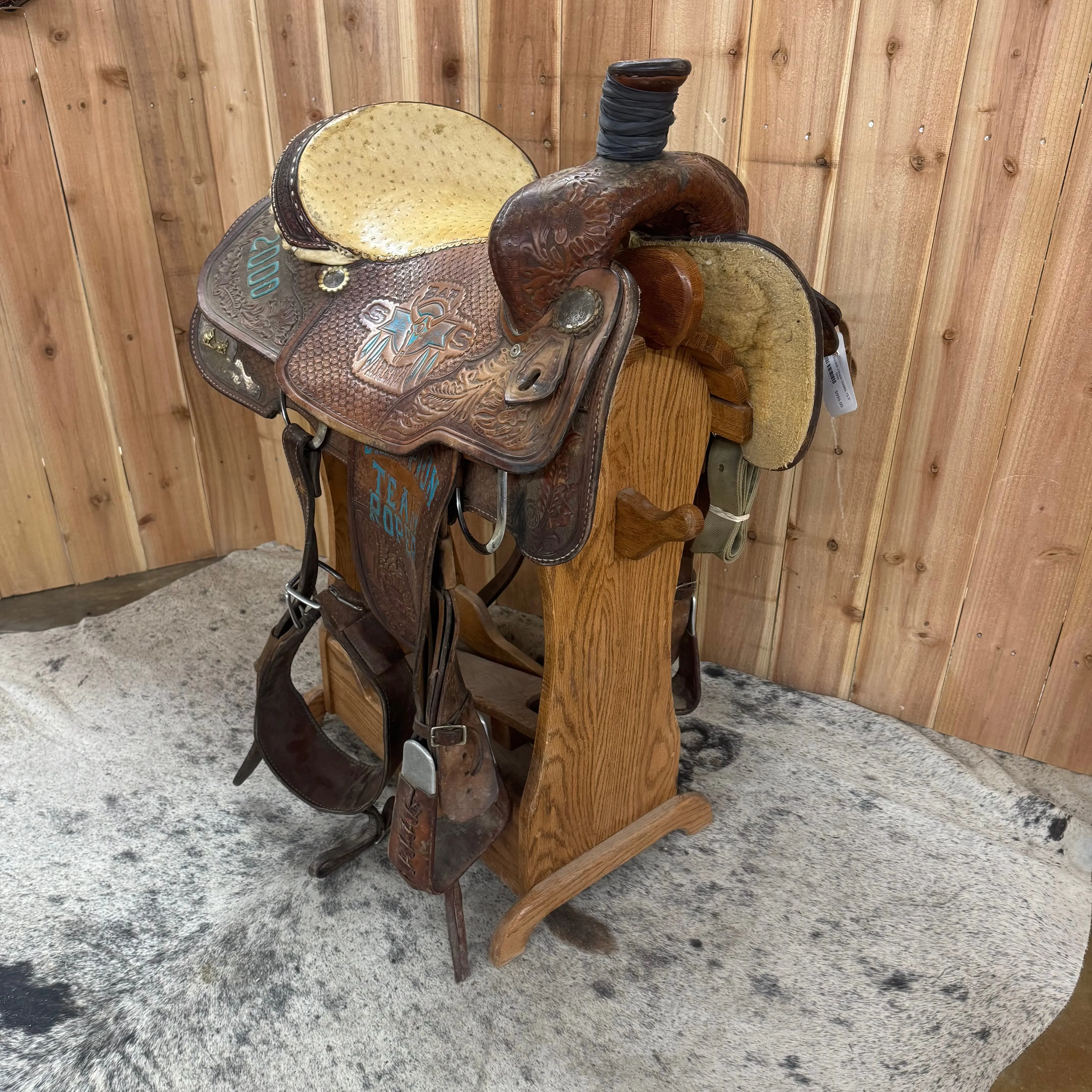 Used Double J Roper Saddle, 15.5" Seat