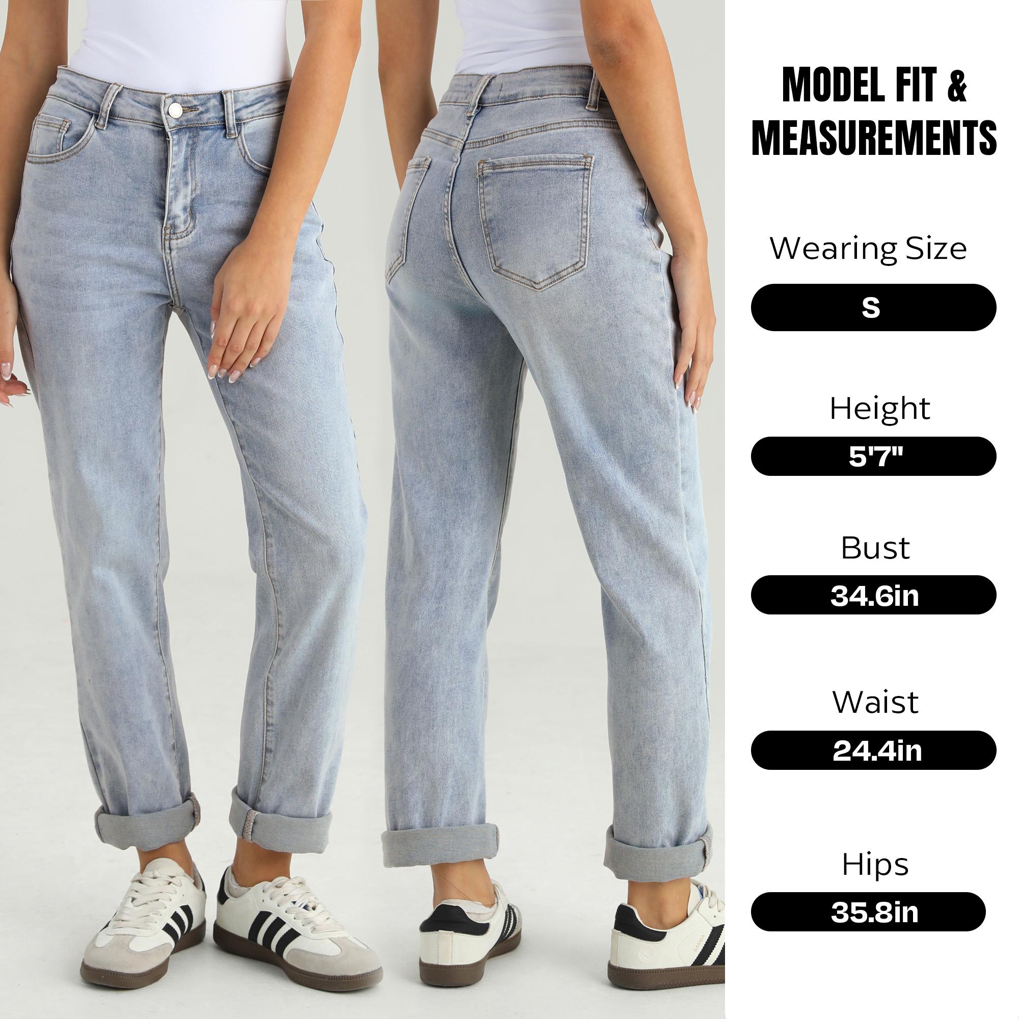 KatchMe Women's Street Mid-Rise Tapered Jeans, Cozy Fall Outfits for Daily Wear, Soft Stretchy Women's Bottom, Leisure Denim Trousers, Street Womenswear