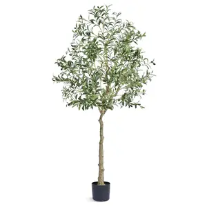 【Summervibes】VEVOR Artificial Olive Tree,  , 6 FT Tall Faux Plant, Secure PE Material & Anti-Tip Tilt Protection Low-Maintenance Plant, Lifelike Green Fake Potted Tree for Home Office Warehouse Decor Indoor Outdoor