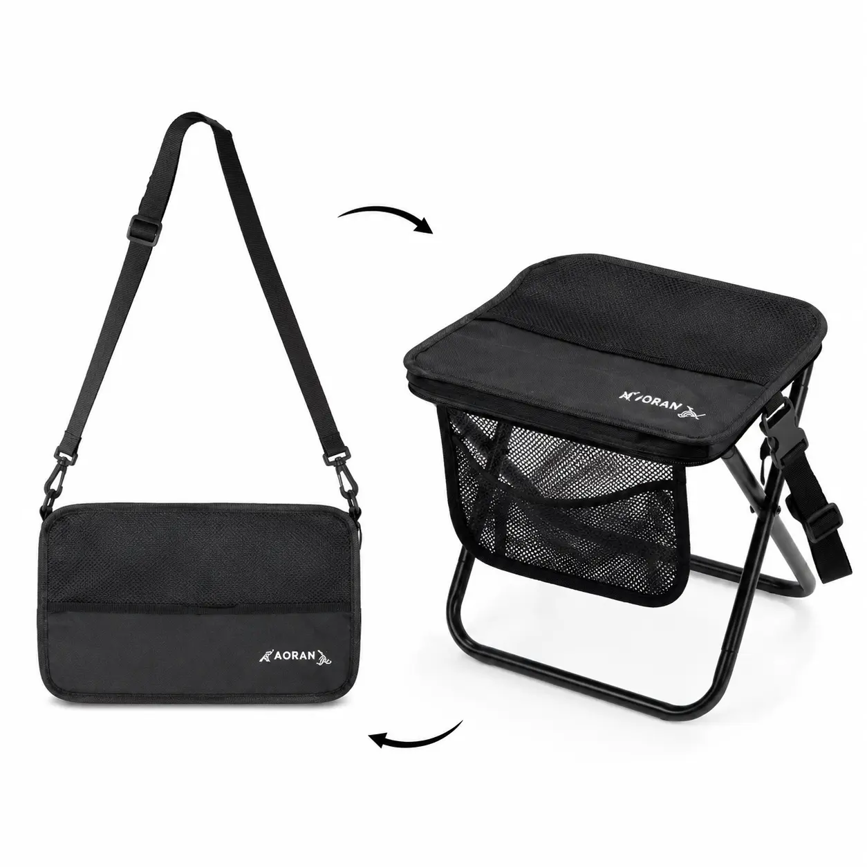 Ultra-Light Portable Folding Camping Chair, 1.5 lb Compact Outdoor Chair with Shoulder Strap, 400 lb Weight Capacity & 2 Velcro Side Pockets for Camping, Hiking, Fishing, BBQ, Beach & Travel