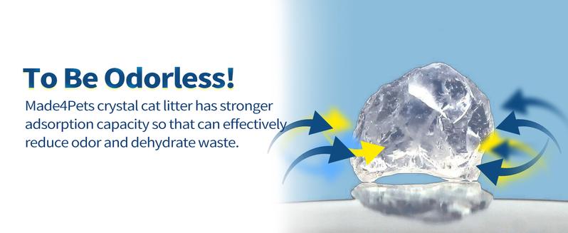 Made4Pets Cat Litter Crystals, Non Clumping Cat Litter Odor Control Kitty Litter Non Clumping No scooping Low Dust, Low Tracking, Lightweight, Dehydrates Waste,– 8.6 lbs (2 x 4.3 lb Packs)