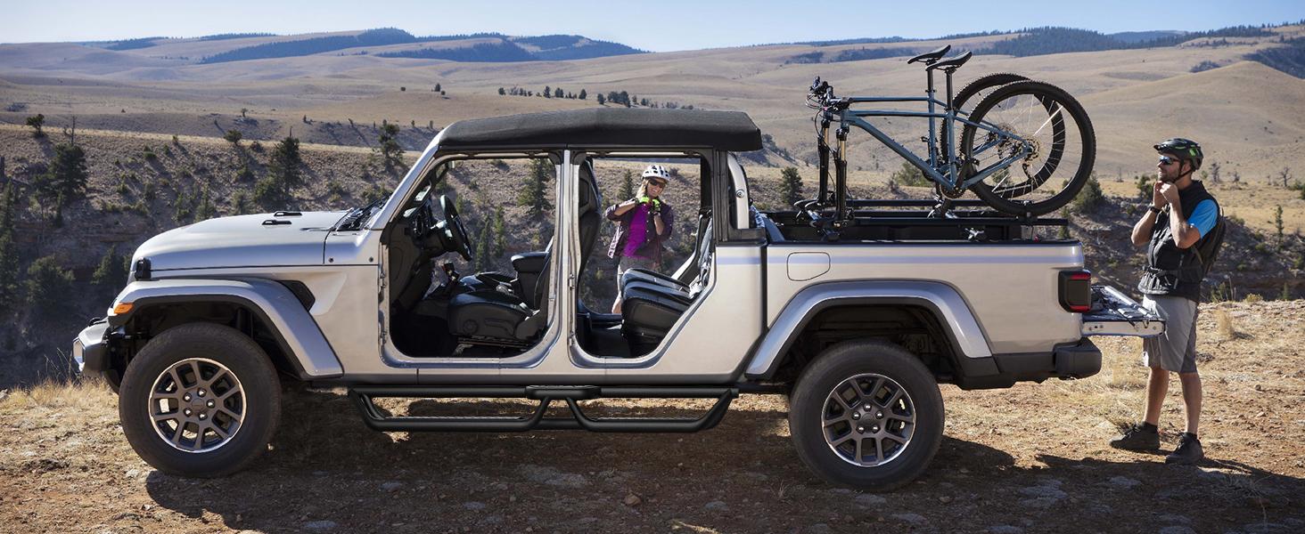 YITAMOTOR 6 Inch Running Boards Compatible with 2020-2025 Jeep Gladiator JT 4 Door Bolt-on Side Steps Steel Nerf Bars with Two Stairs Design All-Steel Build