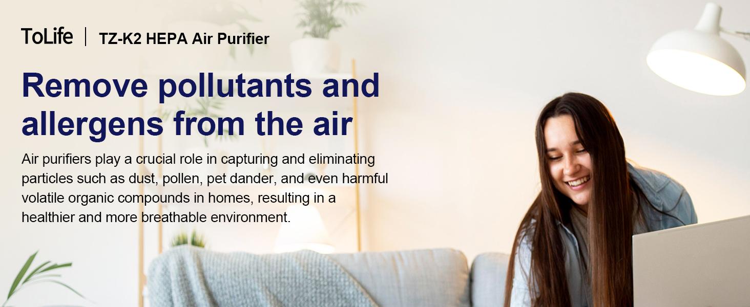 ToLife NEW K2 Air Purifier – Pure HEPA Power for 1095 Ft² Rooms | Smart Auto Mode, PM2.5 Display & Timer | Removes Smoke, Pet Hair & Dust Fast