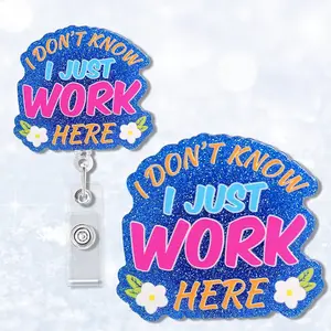 Funny Retractable Badge Reel, 1 Count Acrylic ID Holder with Clip, Identification Badges & Supplies for Nurses, Doctors, Students, Office Staff