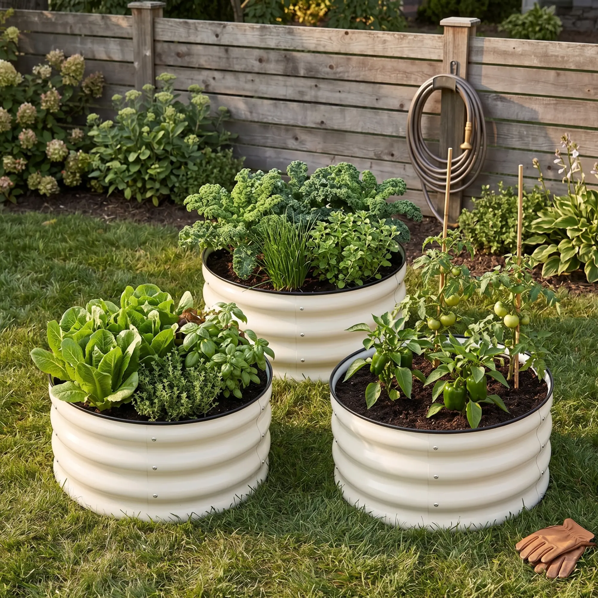 SnugNiture Raised Garden Bed 3-Pack 2x2x1 ft Module Metal Planter Box for Planting Plants Vegetables,Flowers