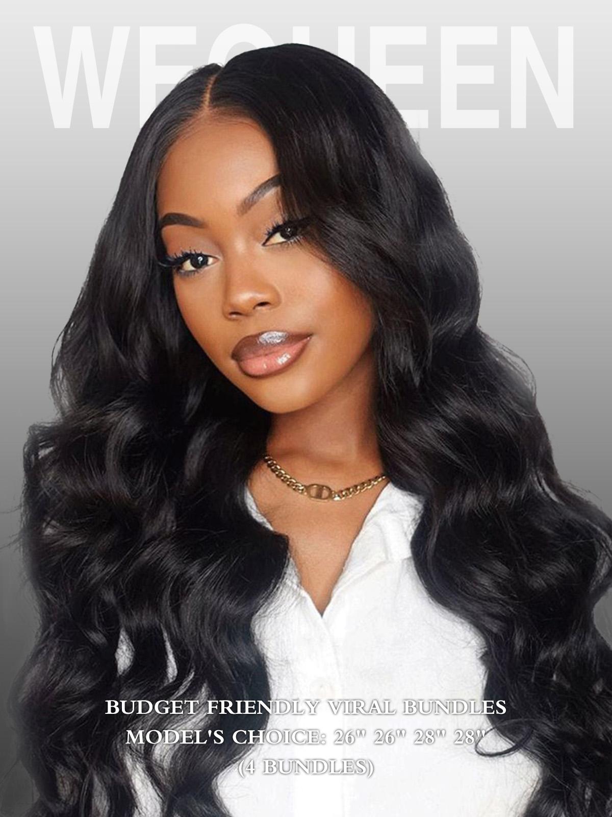 [Wequeen] Viral Hair Bundles Brazilian 100% Human Hair Straight Body Wave Deep Wave Kinky Curly Water Wave Quick Weave Budget Friendly bundles 12"-36"