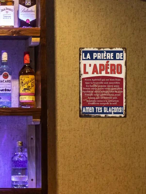 Support customization based on provided images Putuo Decor pc French Vintage Metal Tin Sign, La Priere De L'aperot, Wall Art Decor for Home Bar Man Cave,  X  Inches