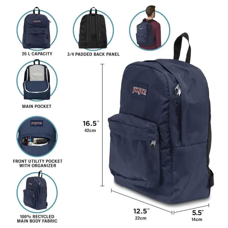 JanSport SuperBreak One Backpack Durable Lightweight 600D Recycled Polyester Bookbag with Main Compartment & Front Utility Pocket for School Travel - Organized Daypack JanSport SuperBreak One Backpack Durable Lightweight 600D Recycled Polyester Bookbag with Main Compartment & Front Utility Pocket for School Travel - Organized Daypack