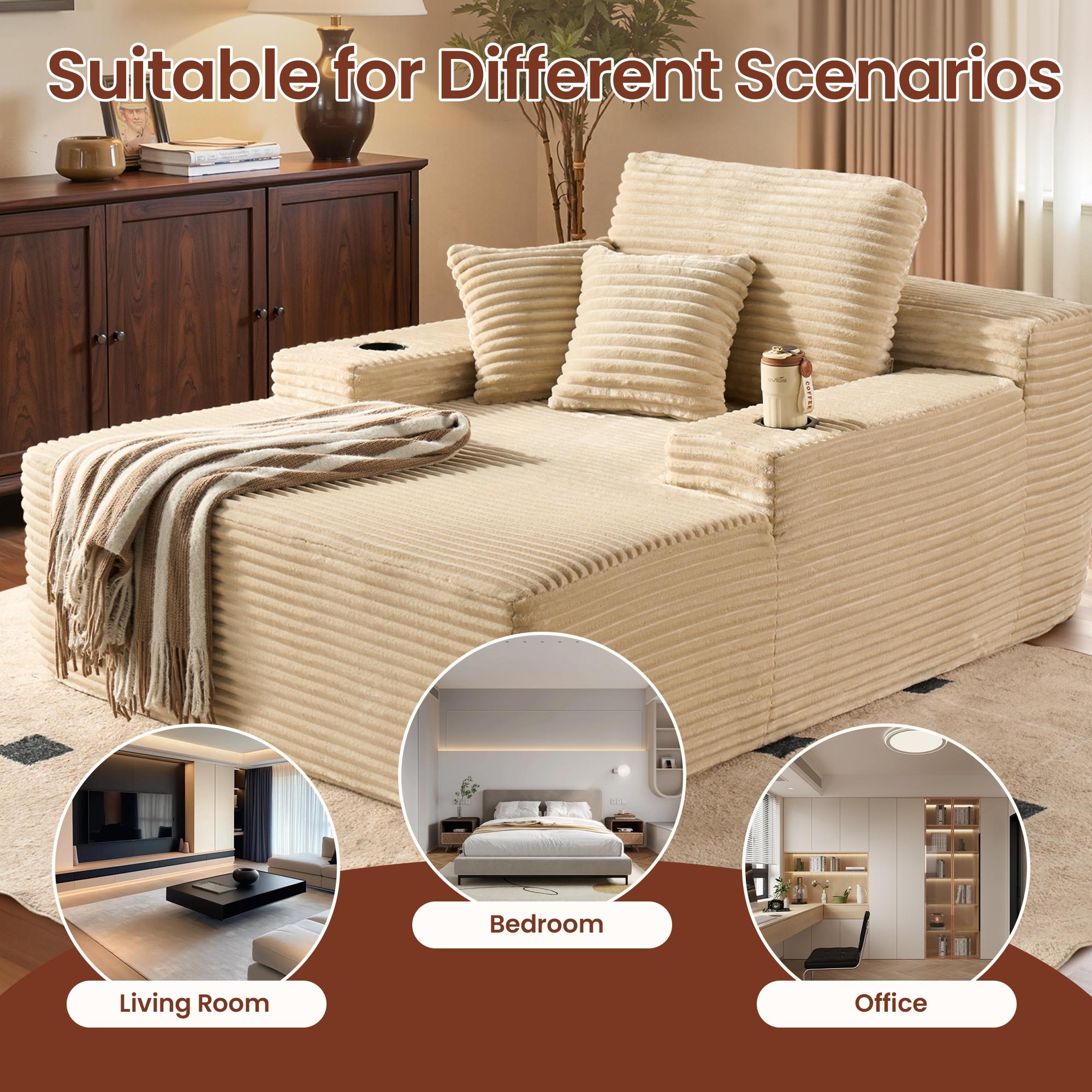 XIZZI 67 " Oversized Upholstered Sofa Bed with Cup Holders & Fluffy Plush Faux Fur Cloud Design for Living Room, Comfort Boneless love chair modern, lazy sofa bed, Lovesac Deep Seat, No assembly required XIZZI 67 " Oversized Upholstered Sofa Bed with Cup Holders & Fluffy Plush Faux Fur Cloud Design for Living Room, Comfort Boneless love chair modern, lazy sofa bed, Lovesac Deep Seat, No assembly required