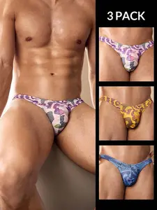 KRYPT 3pcs/Pack Men's Fashionable Horse Print Briefs Multipack Underwear