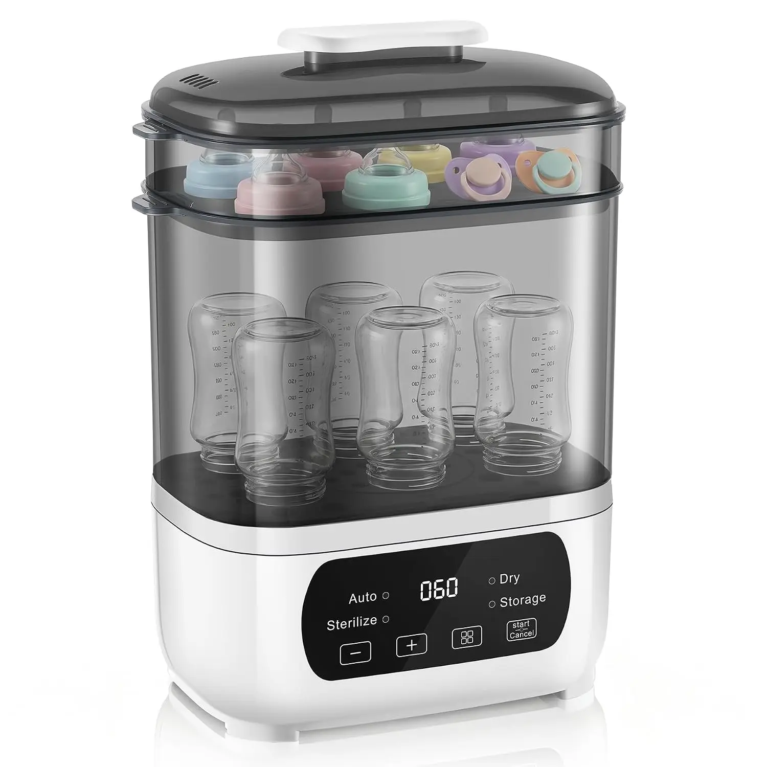 4-in-1 Baby Bottle Sanitizer and Dryer - High-Temperature Steam Sterilization, Universal Design, Automatic Shut-Off, Fast Drying, 1-Touch Operation, LED Display, Baby-Safe Sterilizer Dryer Combo BBS001