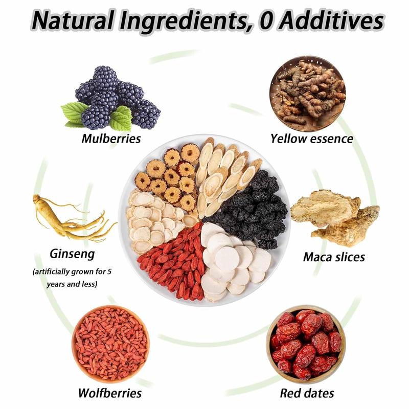 Unique Kidney Tea Formula: Ginseng Five Treasures Tea - Natural Herbal Tea - A Healthy Blend of Natural Ingredients Including Ginseng Maca Goji Berries and More-Suitable as a Health Beverage For both Men and Women