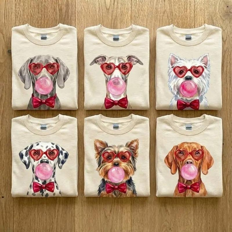 Custom Dog Breed Crewneck 333 - Heart Glasses _ Bubblegum Design - Perfect Valentine Gift For Dog Love