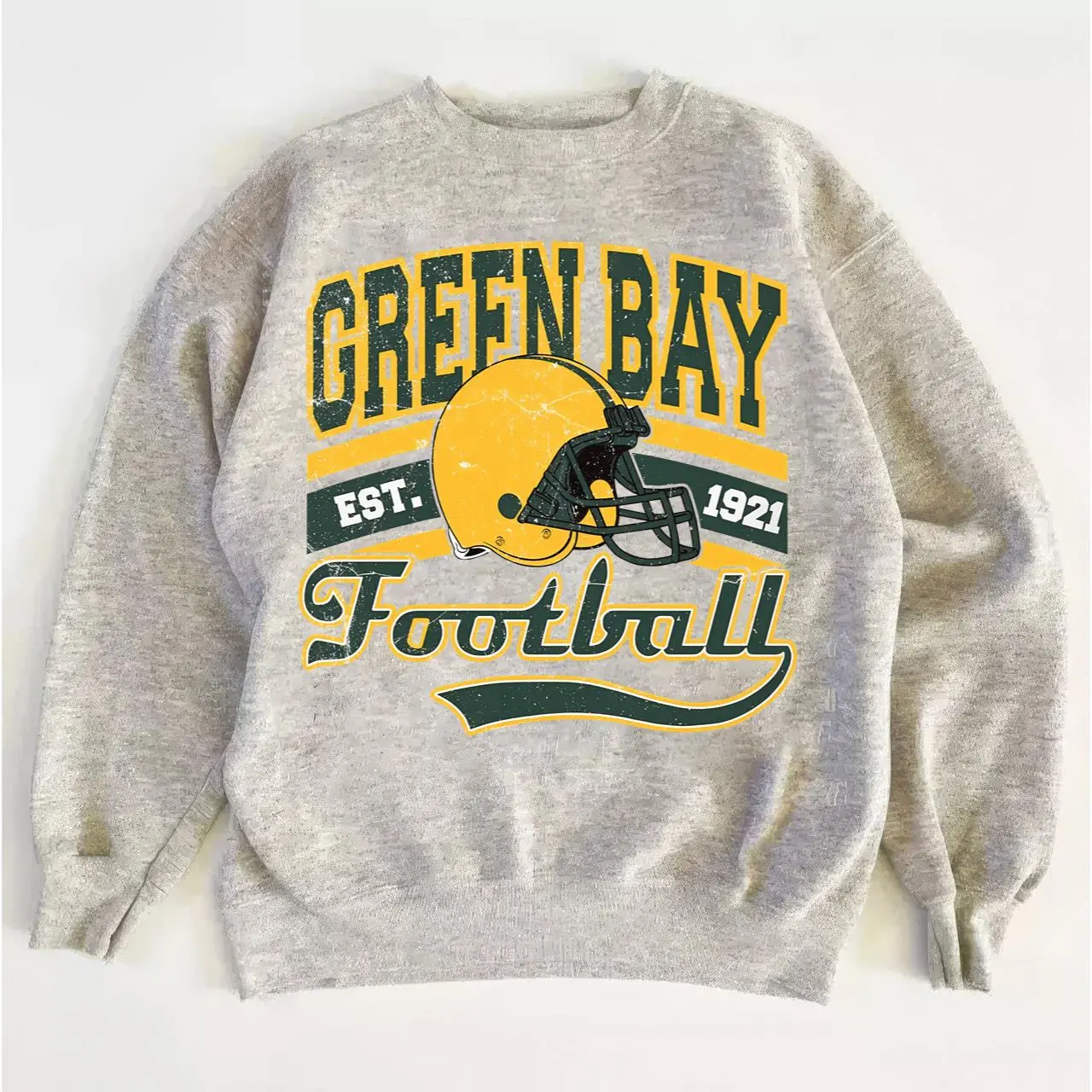 Packers Football Sweatshirt, Distressed Vintage Game Day Design Front & Back, Sundays Football Fan Unisex Pullover