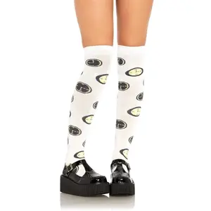 Lady's Smooth Fabric Tina Tick Tock Knee Socks, Halloween Costume Socks for Women Lady's Smooth Fabric Tina Tick Tock Knee Socks, Halloween Costume Socks for Women