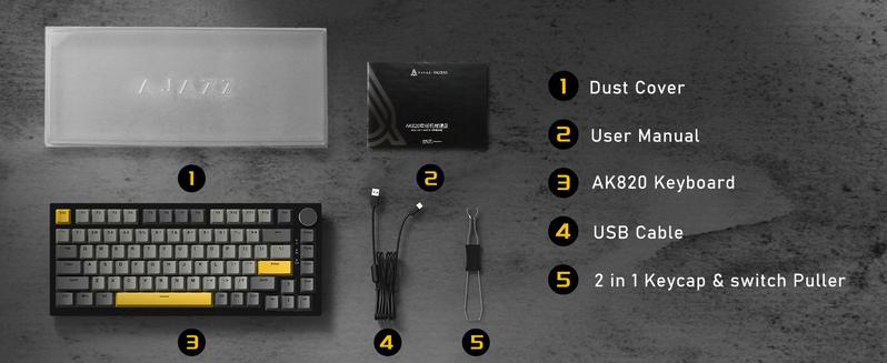 AJAZZ AK820 Wired Mechanical Switch Gaming Keyboard with Knob 75% Keyboard Hot Swappable Type-C Wired Gasket 5-Layer Noise Absorbing Foam LED Backlit NKRO Linear for PC/Win/Mac