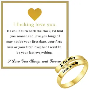Sicbumi I Fvcking Love U Ring Just Breathe Ring Adjustable Tarnish-Free Hypoallergenic One Size Fits All Daily Reminder Gift for Significant Others