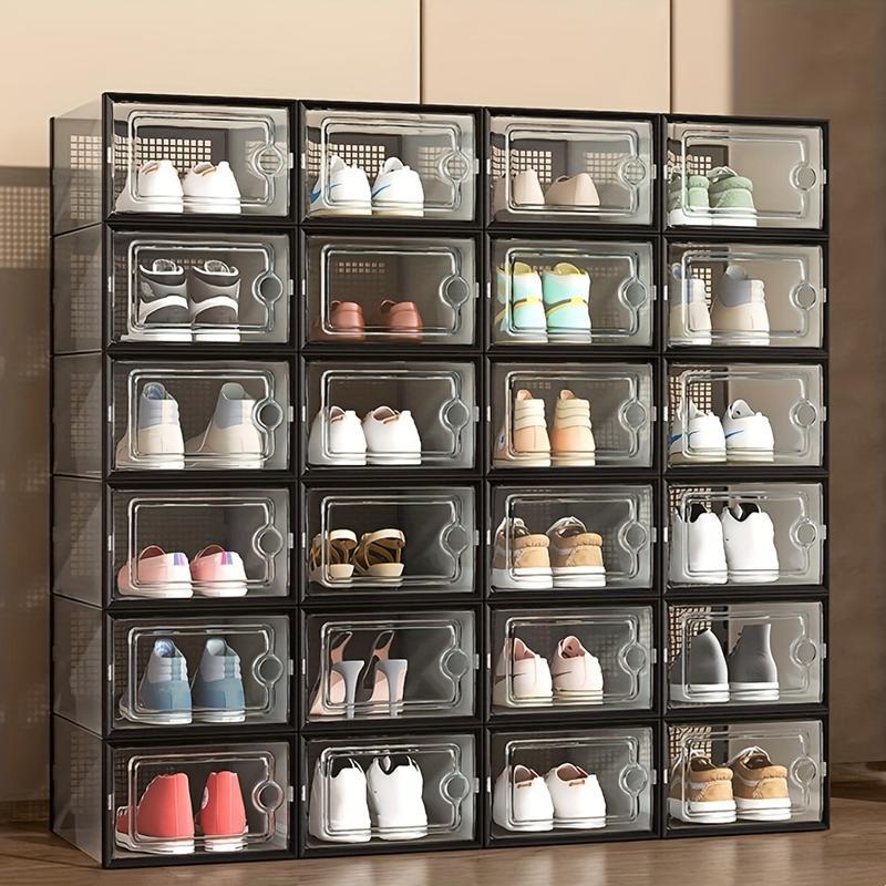 15P Stackable shoe storage box with lid, large shoe rack and storage shelf, shoe display and storage container