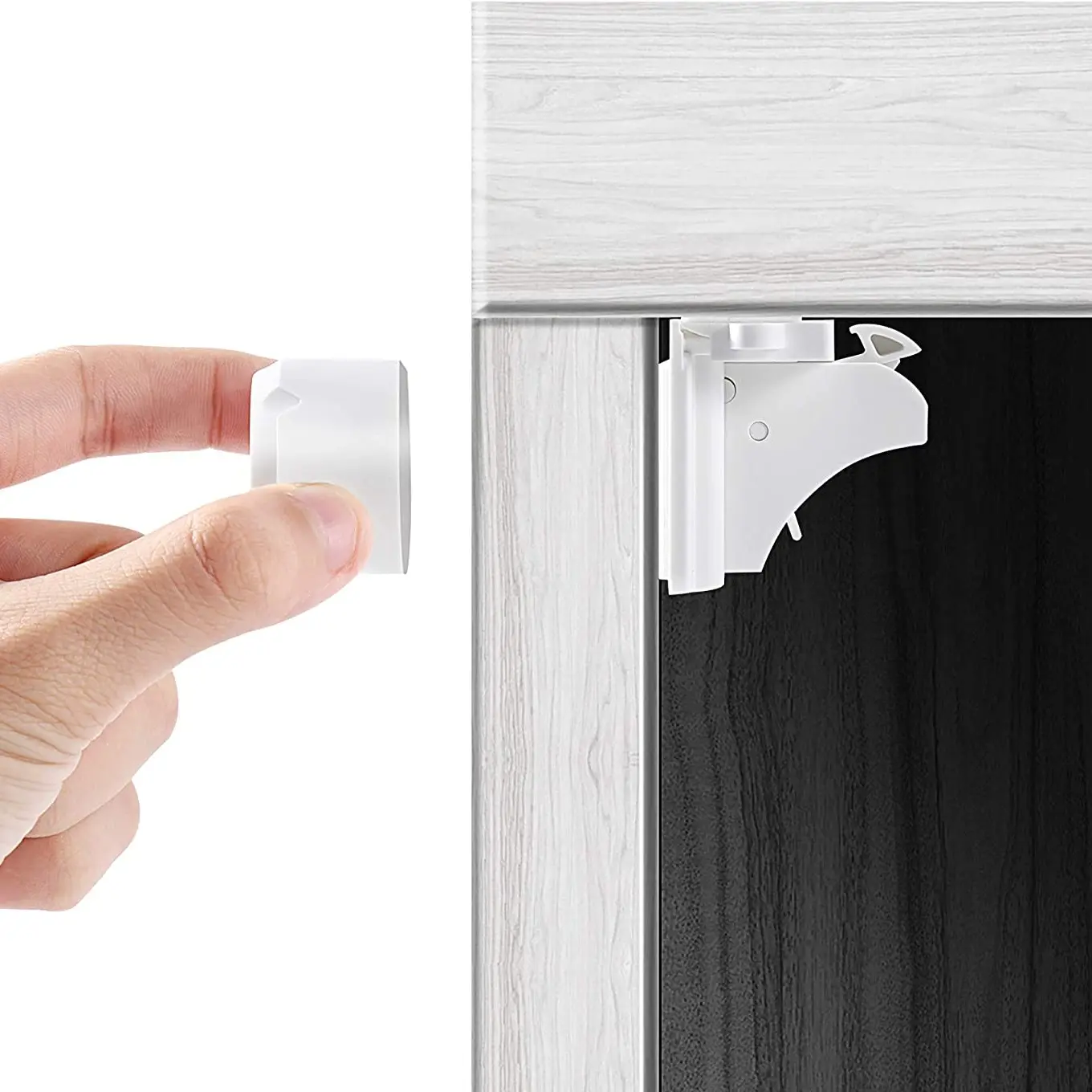 Vmaisi Baby Proofing Magnetic Cabinet Locks and Mom Tested Child Safety Latches includes Magnet Keys and 2 installation cradles designed for reuse on multiple locks