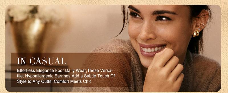 ORAZIO 14K Gold Plated Hypoallergenic Chunky Huggie Hoop Earrings for Women Non Tarnish Stainless Steel Cartilage Jewelry Trendy Stackable Earring Set