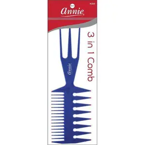 Annie 0208 Large 3-in-1 Comb, Multi-Functional Hair Styling Comb for Detangling, Sectioning & Teasing, Salon & Home Use