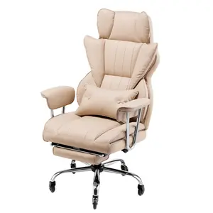 VEVOR Executive Office Chair with Footrest,  , 400lb Capacity Office Chair with Lumbar Pillow & Removable Armrests, Heavy Duty Ergonomic Chair, PU Leather Reclining Home Office Desk Chairs, Brown