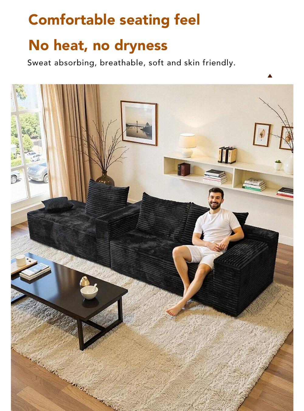 Modern Chenille Soft Cushion Modular Sofa Set, L-Shaped Modular Living Room Sofa Set, Free Combination Sofa for Living Room and Room (Side Recliner) Boneless Sectional Couch home Sofa family Couch boneless couches for living room