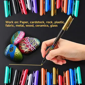 NOLUCK [Metallic Color | Quick-Drying] 12 Metallic Color Water-Based Markers with a 1Mm Fine Tip | Quick-Drying Vibrant Colors | Suitable for Art Sketches, Journaling, Scrapbooking, DIY Crafts, Holiday Gifts, And School Stationery Double-Tip Acrylic Paint